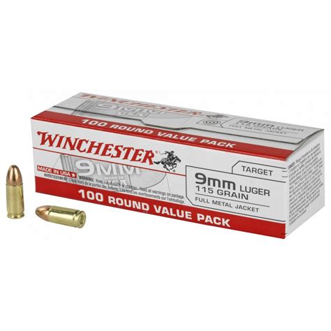 Winchester Ammo Usa9mmvp Usa 9mm Luger 115 Gr Full Metal Jacket Fmj