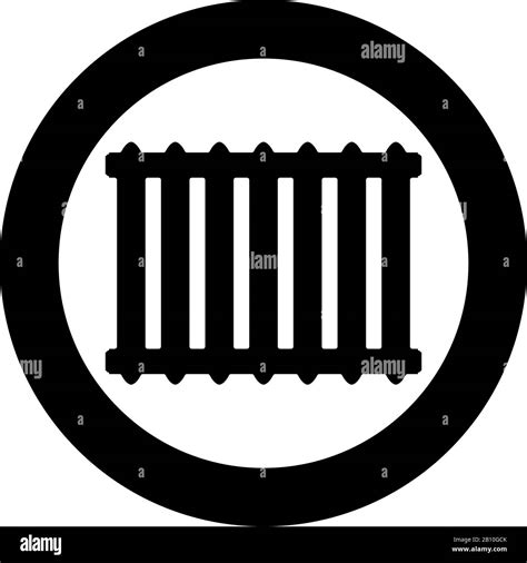 Cast Iron Battery Heating Radiator Icon In Circle Round Black Color Vector Illustration Flat
