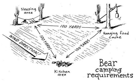 Set up a tarp before you set up the cooking area. The Bear-muda Triangle setup for keeping bears away from ...