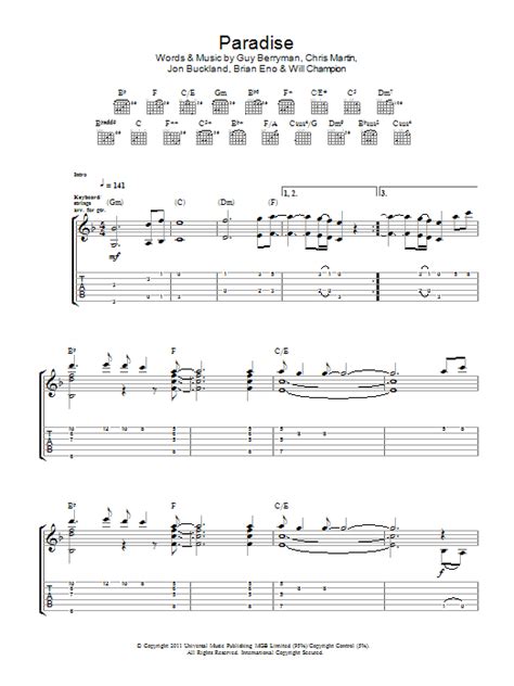Paradise By Coldplay Guitar Tab Guitar Instructor