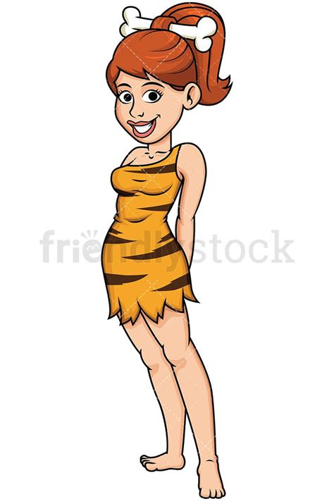 Cave Woman With Bone In Hair Vector Cartoon Clipart Friendlystock