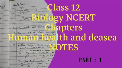 Class 12 Biology Chapter 8 Human Health And Disease Part 1 Full