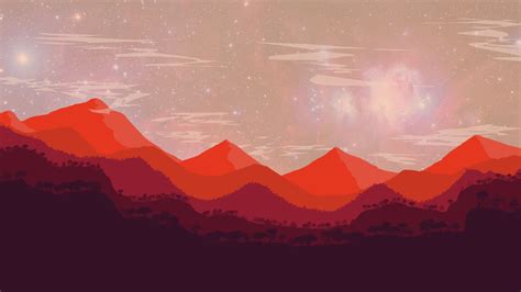 Painting Of Red Mountains Landscape Abstract Red Mountains Hd