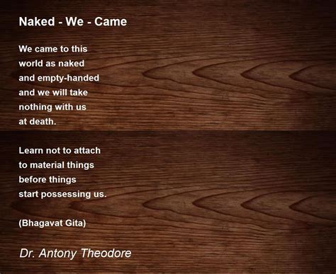 Naked We Came Naked We Came Poem By Dr Antony Theodore My XXX Hot Girl
