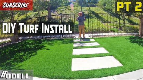 Diy How To Lay Artificial Turf With Concrete Pavers Part 2 Youtube
