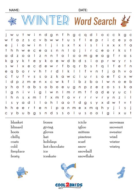 Printable Winter Word Search Cool2bkids