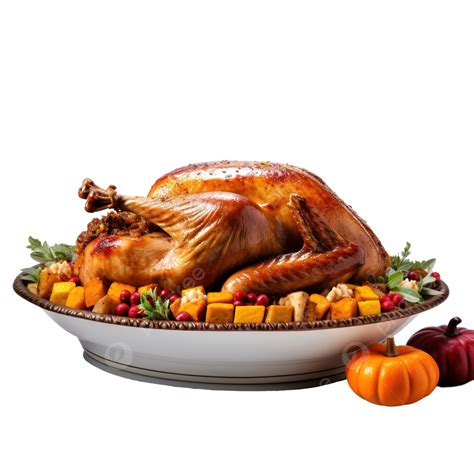 Happy Thanksgiving Day With Pumpkin And Turkey In Dish Thanksgiving