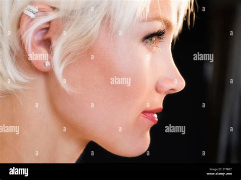 Profile Of Blonde Woman Stock Photo Alamy