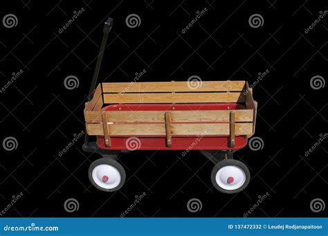 Little Red Wood Wagon Stock Photo Image Of Rails Little 137472332