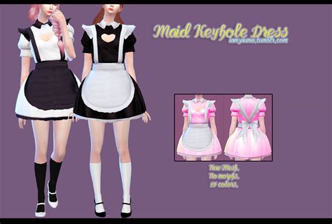 New Ts4 Maid Keyhole Dress Sims Mods Sims 4 Anime Sims