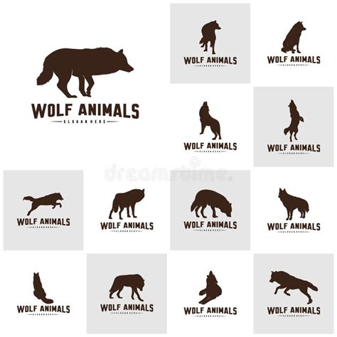 Set Of Wolf Abstract Logo Design Vector Illustration Wolf Logo