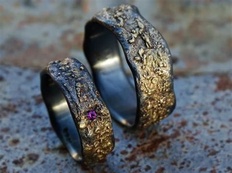Viking Wedding Band Set Matching Wedding Rings Gold Silver Etsy