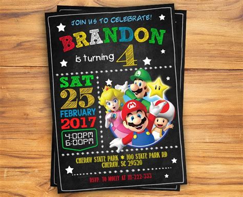 Printable Mario Birthday Invitations