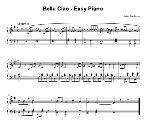 Bella Ciao Partitura Fácil e Gratuita em PDF La Touche Musicale