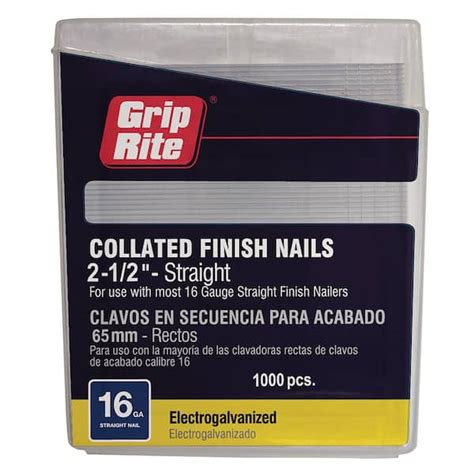 Grip Rite 2 12 In X 16 Ga Galvanized Adhesive Finish Nails 1000 Per