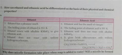 Write The Two Differences Between Ethanol And Ethanoic Acid On The