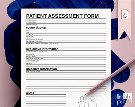 Printable Patient Assessment Form Etsy