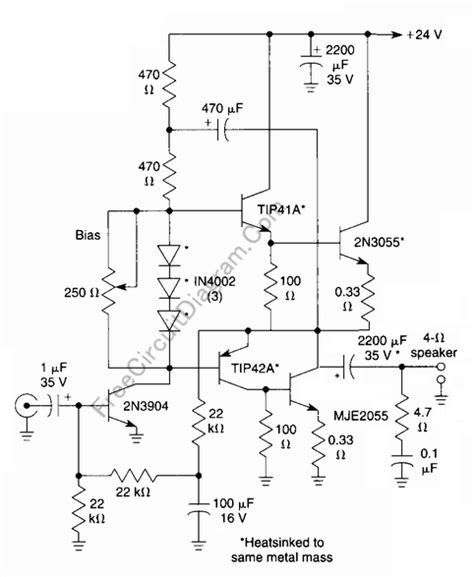 Simple 10 Watts Audio Power Amplifier Using Transistors Electronic