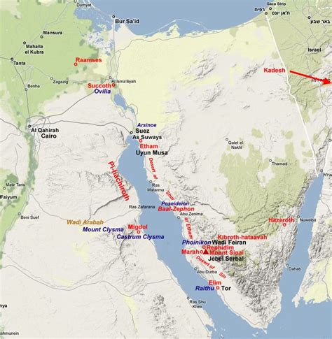 Exodus Route Bible Mapping Suez Exodus