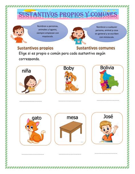 Ejercicio Online De Sustantivos Propios Y Comunes Elementary School