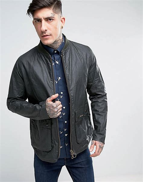 Barbour Camber Dry Wax Bomber Jacket Slim Fit In Green Asos