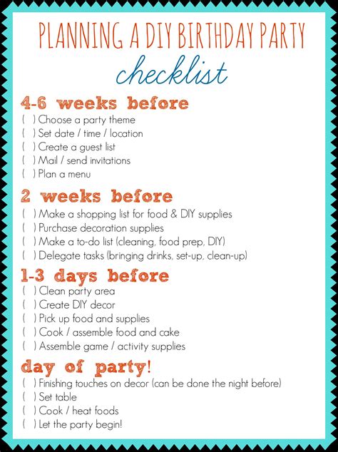 26 Life Easing Birthday Party Checkliststhe Best Ideas For Birthday