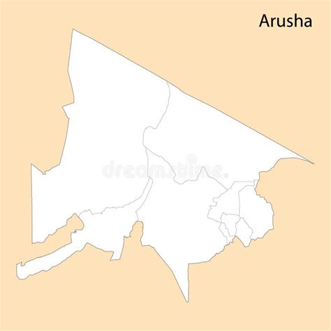 High Quality Map Of Arusha Is A Region Of Tanzania Stock Vector