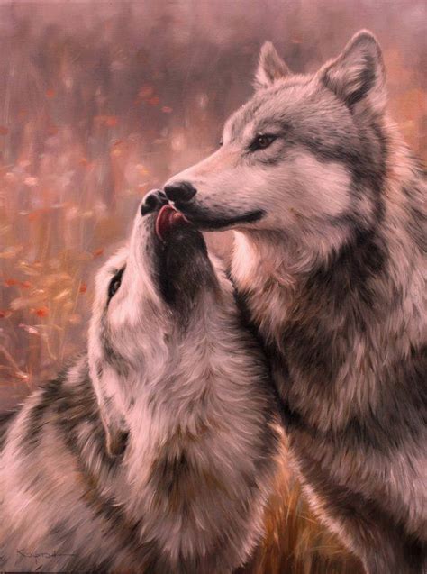 Wolf Kiss Painting Wild Wolves Oil Painting Home Decor Etsy Wild