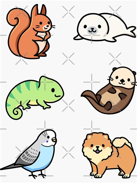 Cute Animal Sticker Pack 7 Sticker By Littlemandyart