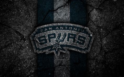 Download Wallpapers San Antonio Spurs Nba 4k Logo Black Stone
