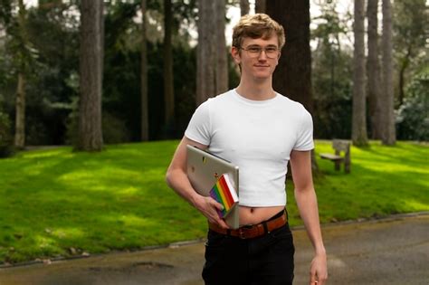 Free Photo Front View Queer Student Outdoors