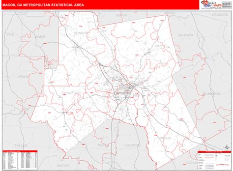 Macon Metro Area Ga Zip Code Maps Red Line