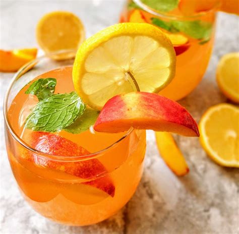 Peach Lemonade Recipe Fresh Peach And Mint Lemonade Vegecravings