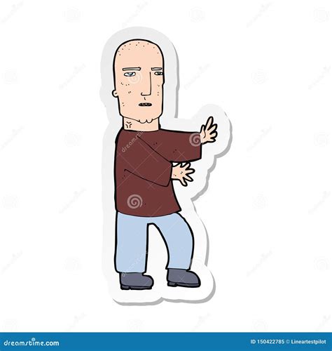 Sticker Of A Cartoon Tough Man Stock Vector Illustration Of Icon