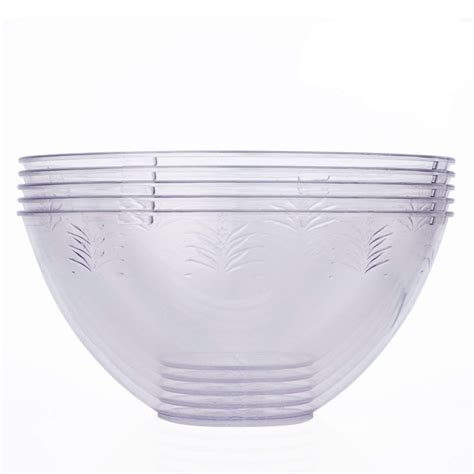 5 Extra Large Disposable Hard Plastic Serving Bowls 3000ml Clear