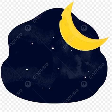 Cartoon Moon Night Starry Sky Moon Free Button Map Blue Starry Sky PNG
