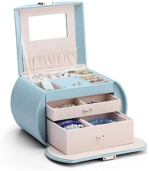 Zjh Jewellery Box For Women Jewelry Box For Women Lockable Jewelry Case With Mirror Portable