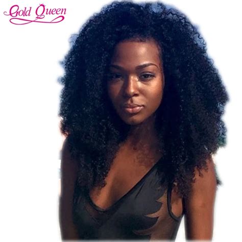 Long Afro Kinky Curly Human Hair Full Lace Wig Virgin Indian