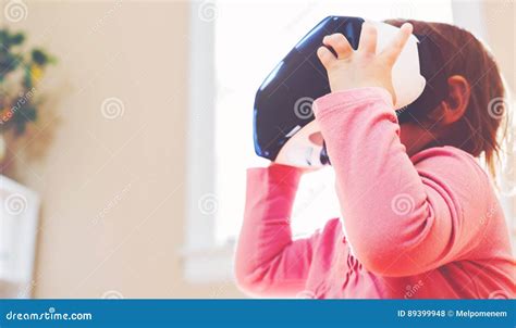 Toddler Girl Using A Virtual Reality Headset Stock Photo Image Of