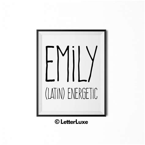 Emily Name Meaning Art Emily T Printable Baby Shower Etsy