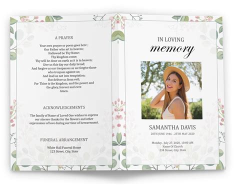 Funeral Booklet Template With Elegant Design Instant Download