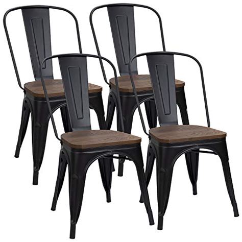 Its sleek finish and black hue looks fantastic next to lots of different dining sets or desks. Furmax Black Metal Dining Chair with Wood Seat,Indoor ...