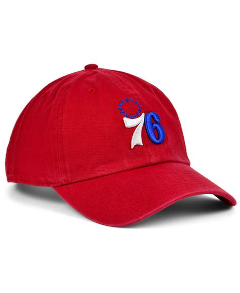 47 Brand Cotton Philadelphia 76ers Clean Up Cap In Red For Men Lyst