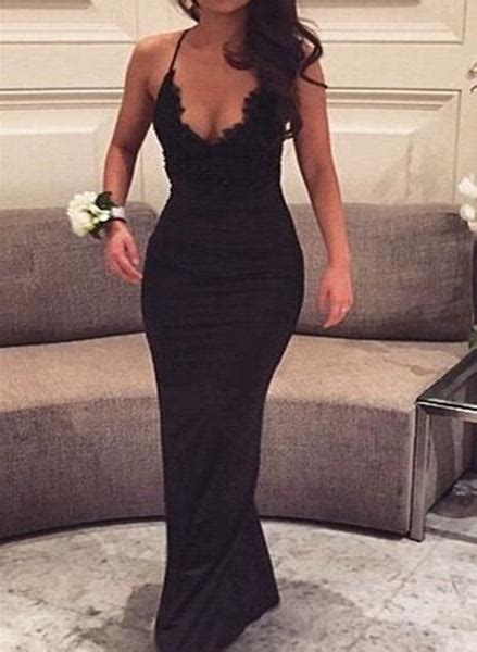 Sexy Black Party Dress Halter V Neckline Formal Dress Floor Length P Bemybridesmaid