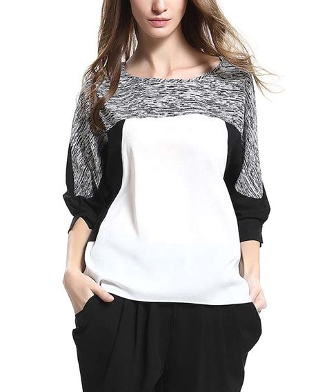 Look At This Black And White Color Block Scoop Neck Top Plus Too On