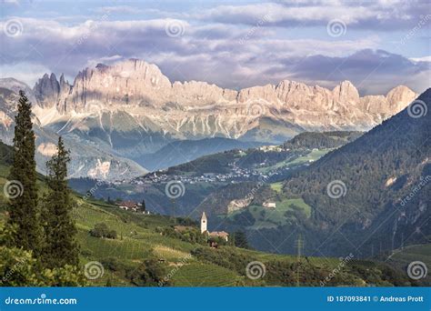 A View To The Rosengarten In Italian Catinaccio Group In The Dolomites