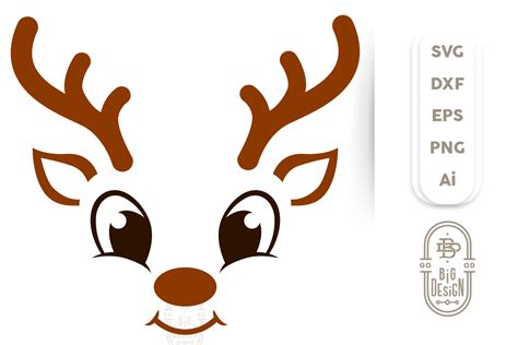 Christmas SVG - Baby Reindeer SVG , Cute Boy Reindeer face By Big