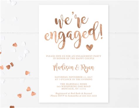 Engagement Party Invitation Were Engaged Rose Gold Engagement