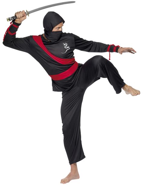 Black And Red Ninja Costume For Men Adults Costumes And Fancy Dress