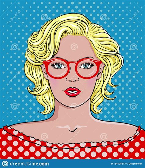Pop Art Woman With Glasses Woman Red Glasses Stock Vector Illustration Of Eyes Poster 134108513